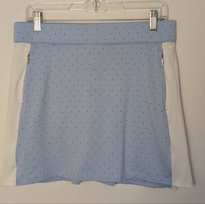 Dunning Salina Women's Golf Tennis mini Skort Size M Light Blue Polka Dot EUC